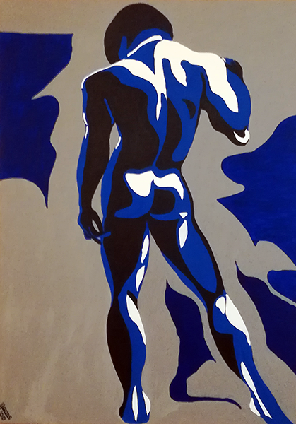 Man in Blue: Acrxlmalerei von Tanja Günther